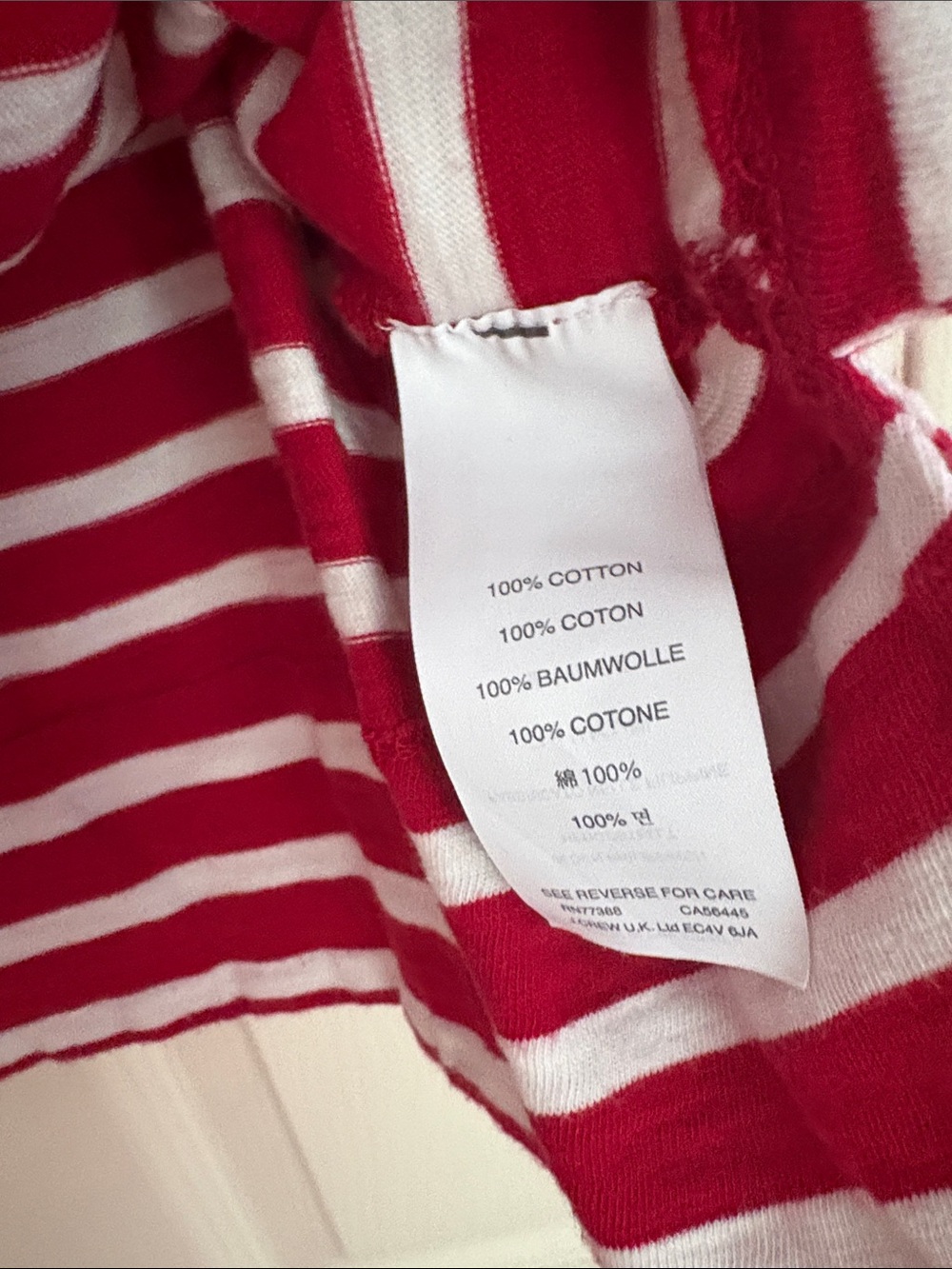 J. Crew Red and White Striped Long-Sleeve Boatneck Tee 100% Cotton - Picture 4 of 5